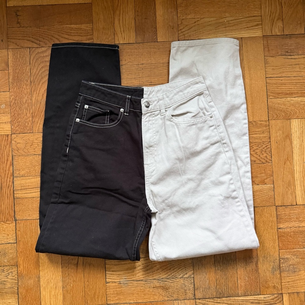 Divided Black and Cream Contrast Jeans
